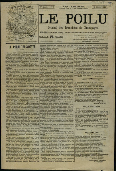 Le poilu : journal des tranchées de champagne / 108e Régiment d'Infanterie Territoriale